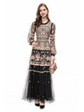 Dadizhimu Women's Dress 2024 Early Spring New Heavy Industry Embroidery Flower Bow Yarn Dress