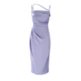 Dadizhimu Temperament Pure Sexy Sling Dress Body Slim Thin Open Fork Dress New