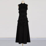 Dadizhimu Three-Dimensional Flower A-Shaped Dress 2025 Spring And Summer New Splicing Collar High-End Thin Dress Woman
