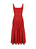 Dadizhimu Women's Sexy Dress Red Sling Dress Spring Women's Dress Sexy Body-Body-In-Scks Mid-Length Dress