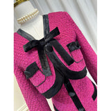 Dadizhimu Velvet Feather Cuffs Small Fragrant Short Coat Coat Bow Bow Sling Skirt Dress