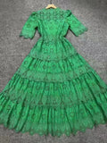 Dadizhimu For The New Women's Fashion Temperament Round-Neck Short-Sleeved Heavy Industry Embroidered Lace Lace Skirt