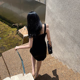 Dadizhimu Sexy Slanted Forked Back-To-Shoulder Dress Dress Slimming Annual Meeting Party Dress New