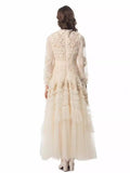 Dadizhimu 2024 New Round-Necked Long-Sleeved Embroidered Lace Flower Yarn Heavy Industry Dress Dress Woman