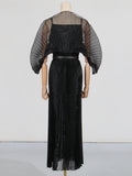 Dadizhimu Dress 2025 Summer New Temperament High-Waisted Solid Color Tie With High-End Feel Dress