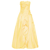 Dadizhimu Fashion Open-Fork Dress 2025 New Three-Dimensional Flower Collage Design Shoulder Dress Summer
