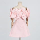 Dadizhimu Elegant Famous Style Dress 2025 New Chest-Shaped Shoulder Three-Dimensional Flower Design Dress Dress Woman