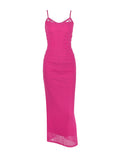 Dadizhimu Wears Women's Sexy Mesh Lace Spliced Tight-In-Top Open Dress Fish Bone Sling Dress Woman