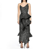 Dadizhimu Fashion Sexy Beads Smeared Breasts Mid-Smeared High-End Hem Leaf Party Small Dress Dress Dress Dress