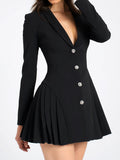 Dadizhimu Sexy Dress High-End Feminine V-Neck Long-Sleeved Suit Temperament Tender Waist Dress Dress Dress Women's Dress