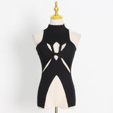 Dadizhimu Fashion Tying Tying Design 2025 New Irregular Swing Sleeveless High-Collar Knitting Vest