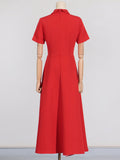 Dadizhimu Dress High Sense 2025 Spring New Fashion Simple Collar Short Sleeves Long Skirt Women's Tide