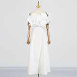 Dadizhimu Temperament Bosom Dress 2025 Summer New Three-Dimensional Flowers To Show Thin Style Pure Color Dress