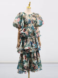 Dadizhimu Female Summer High Sense 2025 New Fashion Style Multi-Layer Lotus Leaf Side Temperament Long Dress Dress Woman