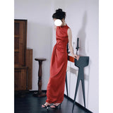Dadizhimu Red Morning Robe Palace Wall Red National Style To Improve The New Chinese Engagement Dress Dress Without Sleeves And Thin Dress