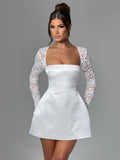 Dadizhimu Lace Splicing Body A-Word Dress Sexy Pure Lusty Dress With High-End Women's Clothing
