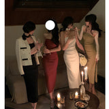Dadizhimu Sleeveless Sexy Dress Woman's New Niche Design Hepburn Style Dress Party Party Banquet Dress Dress