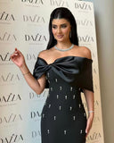 Dadizhimu Women Thin Dress Dress Dress Water-Drilled Shoulder Elegant Temperament Banded Evening Dress