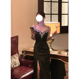 Dadizhimu Temperament Dress Dress Collar V-Necked Dress Dress Female Design Big Swing Dress Chestless Pad