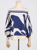 Dadizhimu Commuting Two Sets Of 2025 New One-Word Shoulder Clothing + High-Waisted Broad Leggings Printed Set