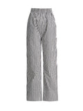 Dadizhimu And South Korea Simple Wind 2025 Spring New Fashion Niche Slanted Shoulder Hollow Striped Straight Trouser Shirt Set Female Trend