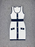 Dadizhimu High-Quality Female Fashion Knitless Sleeveless Vest Sling Dress With Color Bag Skirt