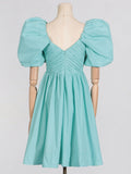 Dadizhimu French Elegant Dress 2025 Summer New Sexy Deep V Bubble Sleeves High-End Short Dress Woman