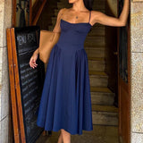 Dadizhimu Dress Hottie Girl Sexy V Tie Sling Mid-Long Dress To The Waist Show Skinny Back Dress Dress Woman