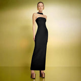 Dadizhimu Girls Hanging Neck Sleeveless Dress Sexy Bare Back Tight Body Open Fork Banded Skirt