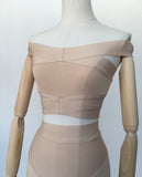 Dadizhimu New Street Women's Sexy Fashion Word Collar Shoulder Ultra-Short Hollow Leak Bandage Vest