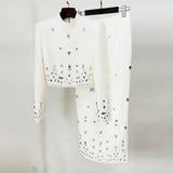 Dadizhimu Famous Yuanfeng 2025 Spring New Nail Beads Drilled Short Top High-Waisted Hip Skirt Suit Woman