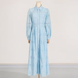 Dadizhimu High-End Dress Women 2025 Summer New Temperament Elegant Single-Drenage Hollow Embroidery Dress