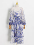 Dadizhimu Temperament Elegant Dress 2025 Spring New Fashion Printed Lantern Sleeves With High-End Feel Dress Women's Trend