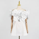 Dadizhimu Elegant Famous Style Dress 2025 New Chest-Shaped Shoulder Three-Dimensional Flower Design Dress Dress Woman
