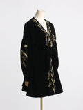 Dadizhimu 2025 French Retro Dark Wind Heavy Industry Embroidered Wheat Ears Design Velvet Long Sleeve Dress Dress Dress Woman