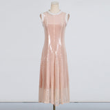Dadizhimu Famous Style Dress Dress 2025 New Waist Display Thin Round Collar Pearl Side Design High-End Dress Dress Woman