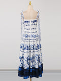 Dadizhimu Temperament Sling Dress Dress 2025 New Printing Design High-Waisted Long Seaside Dress Women's Summer