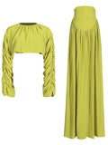 Dadizhimu Women's Clothing 2025 Spring New Temperament Folded Short Blouse High Waist Hanging Half-Dress Suit Woman