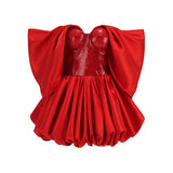 Dadizhimu New Sexy Bra Splicing Swisping Squint Women's High-Pung Hem Dress Dress