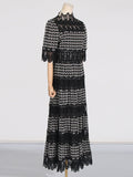 Dadizhimu 2025 New French Retro Heavy Industry Embroidery Stand To Receive The Waist Show Thin Dress Women's Evening Dress Dress