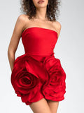 Dadizhimu Temperament Sexy Dinner Dress Dress 2025 New Fashion Tsets Three-Dimensional Rose Flower Dress