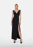 Dadizhimu Personality Women's Clothing Autumn New V Neck Drain Back Low Chest Open Waist Bandage Dress