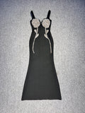 Dadizhimu Women's Dress Heavy Industry Flower Drill Pure Fishtail Bag With A Long Skirt