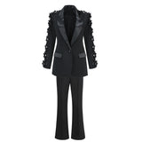Dadizhimu Fashion High-End Suit Decorated Flower Set Women's Party Dress Trousers Two Sets