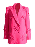 Dadizhimu Feng 2025 Summer New Suit Collar Top Coat + Micro-Raxis Three-Dimensional Flower Suit Woman