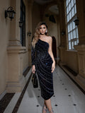 Dadizhimu Women's Dress Single Shoulder Hot Diamond Dress New