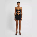 Dadizhimu Wind High Quality Women's Dress Slings Low-Chested Sexy Hollow Bodyd Banding Skirt