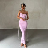 Dadizhimu Women's Sexy Dress Sexy Folded Dress Evening Dress Sleeveless Sling Dress Dress Dress Girl
