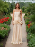 Dadizhimu Spring Collared Braid Slim Three-Dimensional Flowers With A Hip Bandage Dress Woman