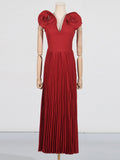 Dadizhimu Windy Big Flower Dress Dress 2025 Summer New Sexy V Collar High-Rise 100-Fold Long Dress Woman